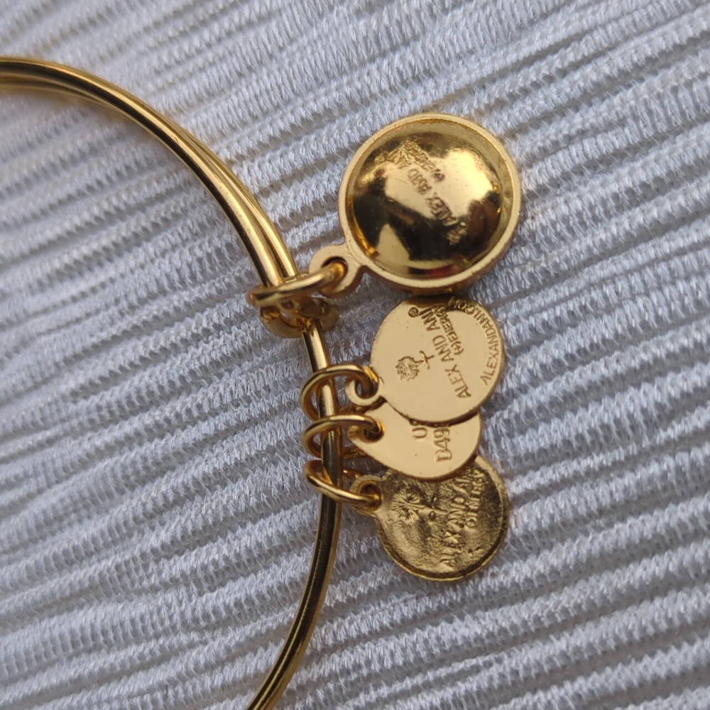 Alex and Ani Gold Bracelet Emerald Green Charm - Picture 4 of 7